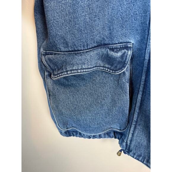 Vtg 90s Brandon Thomas Denim Duffle Toggle Coat Size L - Picture 3 of 14